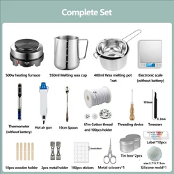 Complete DIY Scented Candle Making Kit with Wax Pot and Melting Plate (Complete set US)