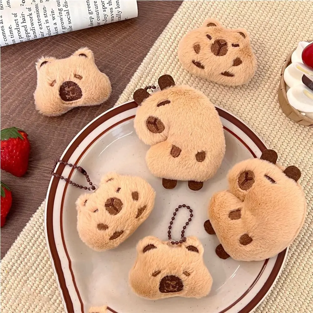 Funny Cartoon Capybara Plush Keychain Plush Stuffed Soft Brooches Toys Guinea Pig Pendant Couple plush keychain,capybara plush toy,key chain,plush toy
