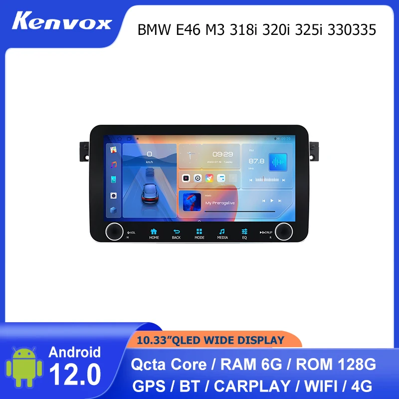 Autoradio Android Da 10.33 "Per Bmw E46 M3 318I 320I 325I 1998-2006 Navigazione Gps Carplay Lettore Video Multimediale Schermo Stereo