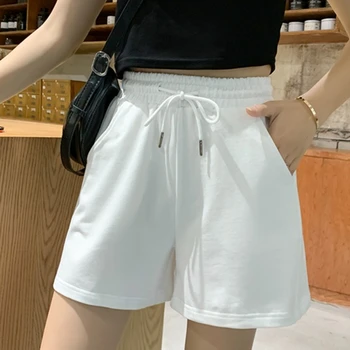 2025 Summer White Shorts Women's Summer Loose Outer Wear Trend Pure Cotton Casual Sports Hot Pants 1