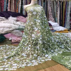 Luxury 3D Lace Fabric Dubai with sequins Tulle Lace Fabric Embroidered Applique African Nigerian Fabric For Sewing JH450
