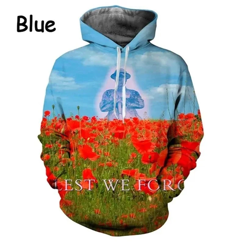 thumbnail image 1 of Sudadera con capucha para hombre y mujer con estampado 3D Lest We Forget, informal, de gran tamaño, ropa de calle, 1 of 5