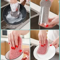 Tampon à récurer en coton Double face pour la vaisselle de cuisine, brosse à huile antiadhésive, Pot, tissu à vaisselle domestique, bloc d'éponge 5