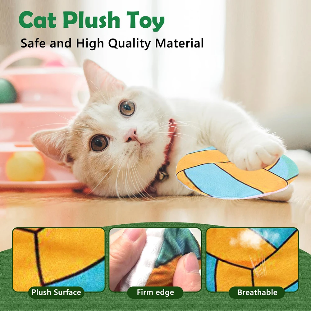 

New Cat Plush Flying Disc Toy With Cat Nips Mylar Crinkle Sound Interactive Catnip Toys Pet Supplies For Kitten