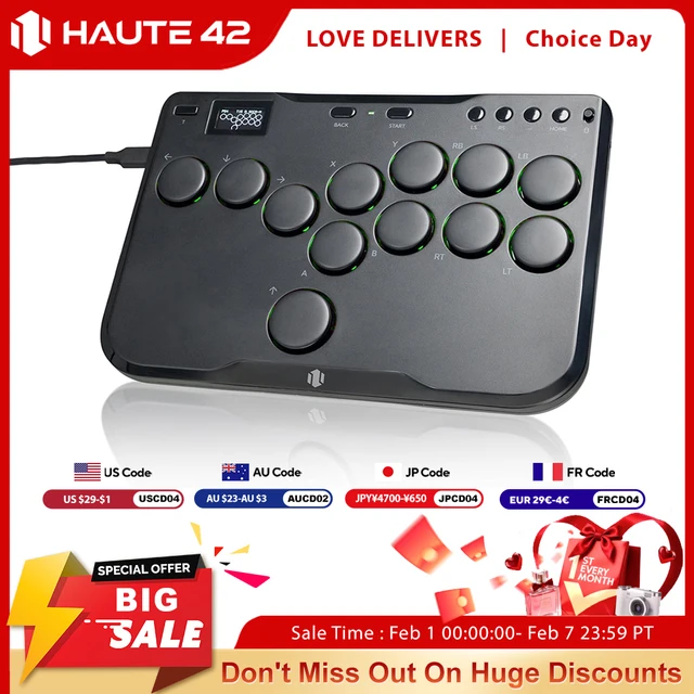 Haute42 Arcade Joystick Mini Hitbox Leverless Arcade Controller For PC/PS4/PS5/Switch Leverless Arcade Stick Hitbox Fighting