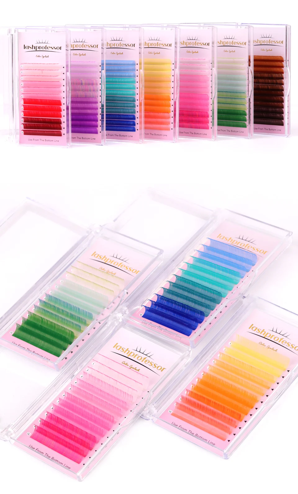 Farbige Wimpern Ombre Farbe Rot Lila Blau Rosa Gelb Grün Braun Faux Nerz Bunte individuelle Wimpernverlängerung Make-up Cilios – Detail 17