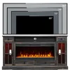 Fireplace TV Stand for 80 Inch TV, Farmhouse Entertainment Center with 42" Fireplace & LED Lights, Modern Media Console Table 6