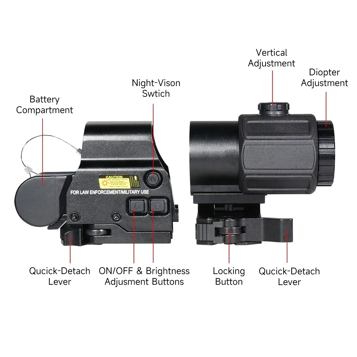Eotech 558 Holographic Collimator Red Dot Sight G43/G33 3X G45 5X Magnifier Airsoft Equipments Hunting W/20mm Mount& QD Lever 5