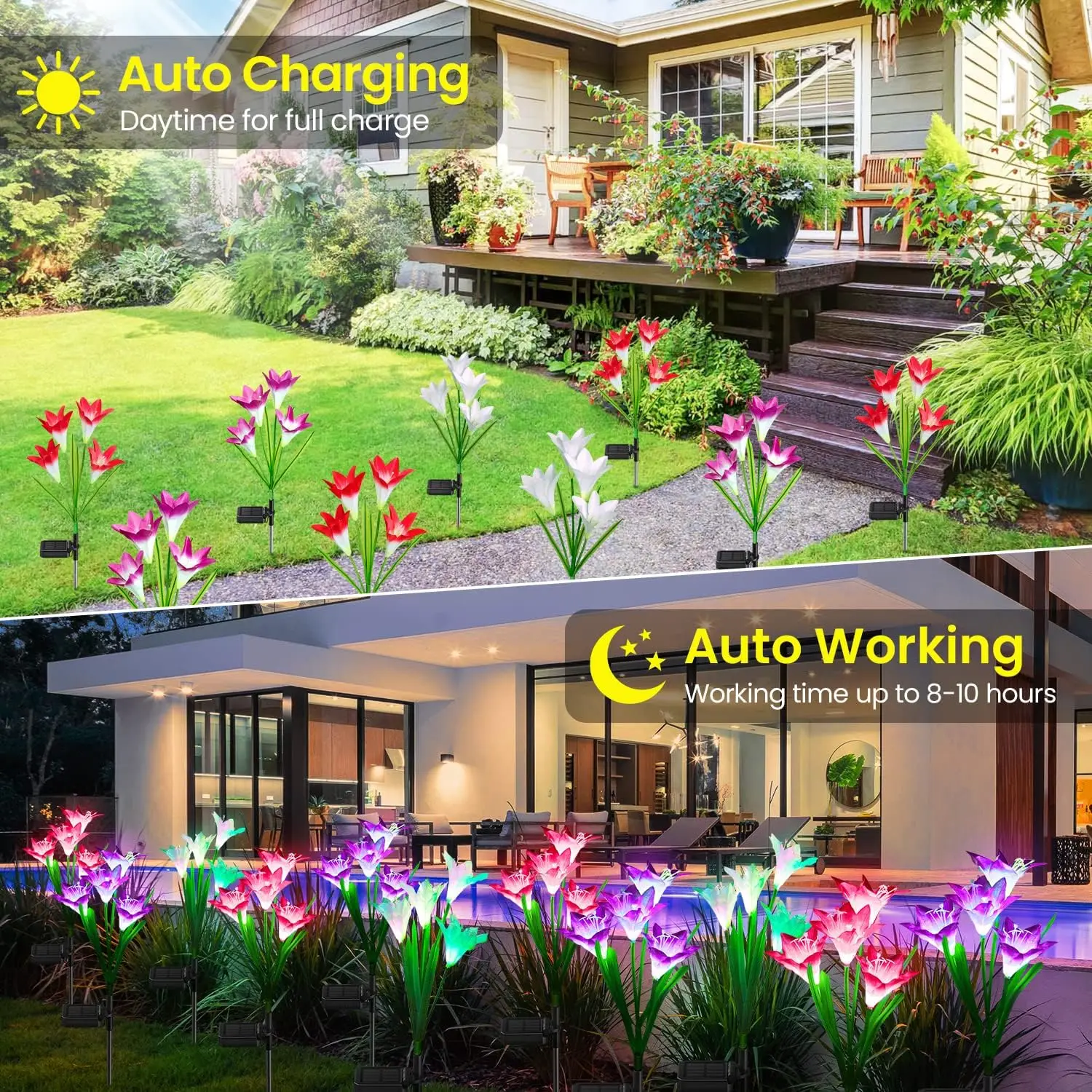 Outdoor Solar Lights Solar Garden Lawn Lights Bigger Lily Flowers landscape lighting for Outdoor Patio Yard Garden Decoration 5