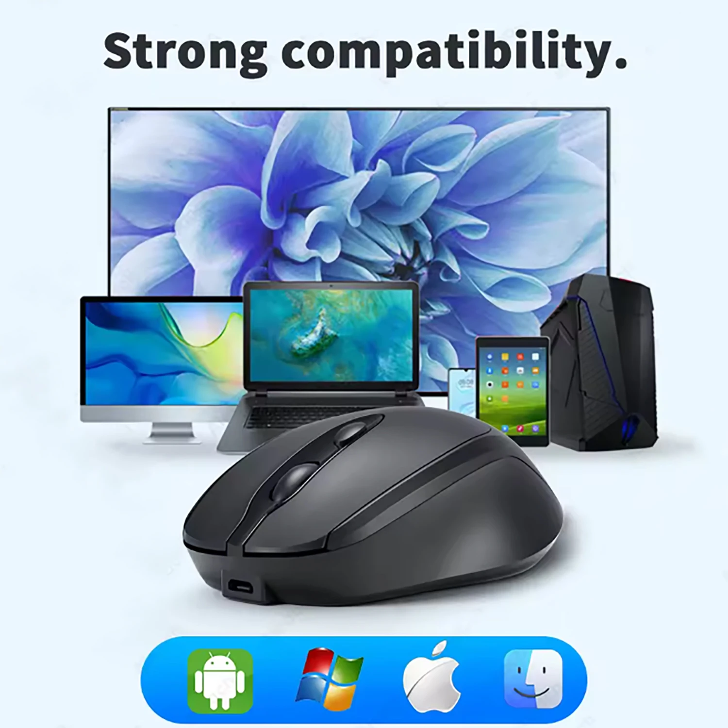 2025New Compact Bluetooth Mouse, 2.4G Wireless & Noiseless, 1600DPI for PC/Tablet/MacBook, 500mAh Rechargeable & Portable