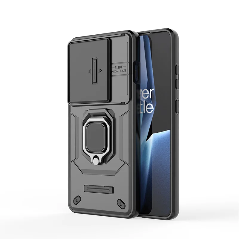 Enhanced Armor Case with Slide Lens Camera Protection and Magnetic Holder Ring