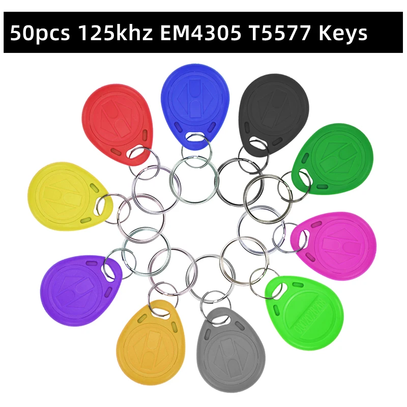50-Pack Rewritable RFID Keyfobs - 125kHz Proximity Tags