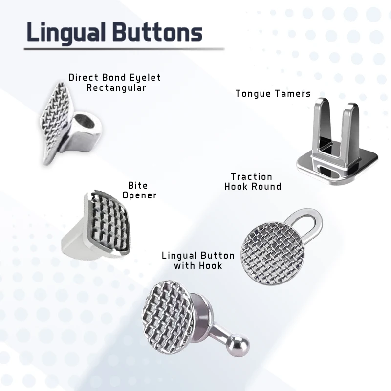 Dental Orthodontic Bondable Lingual Buttons & Eyelets - Set of 10