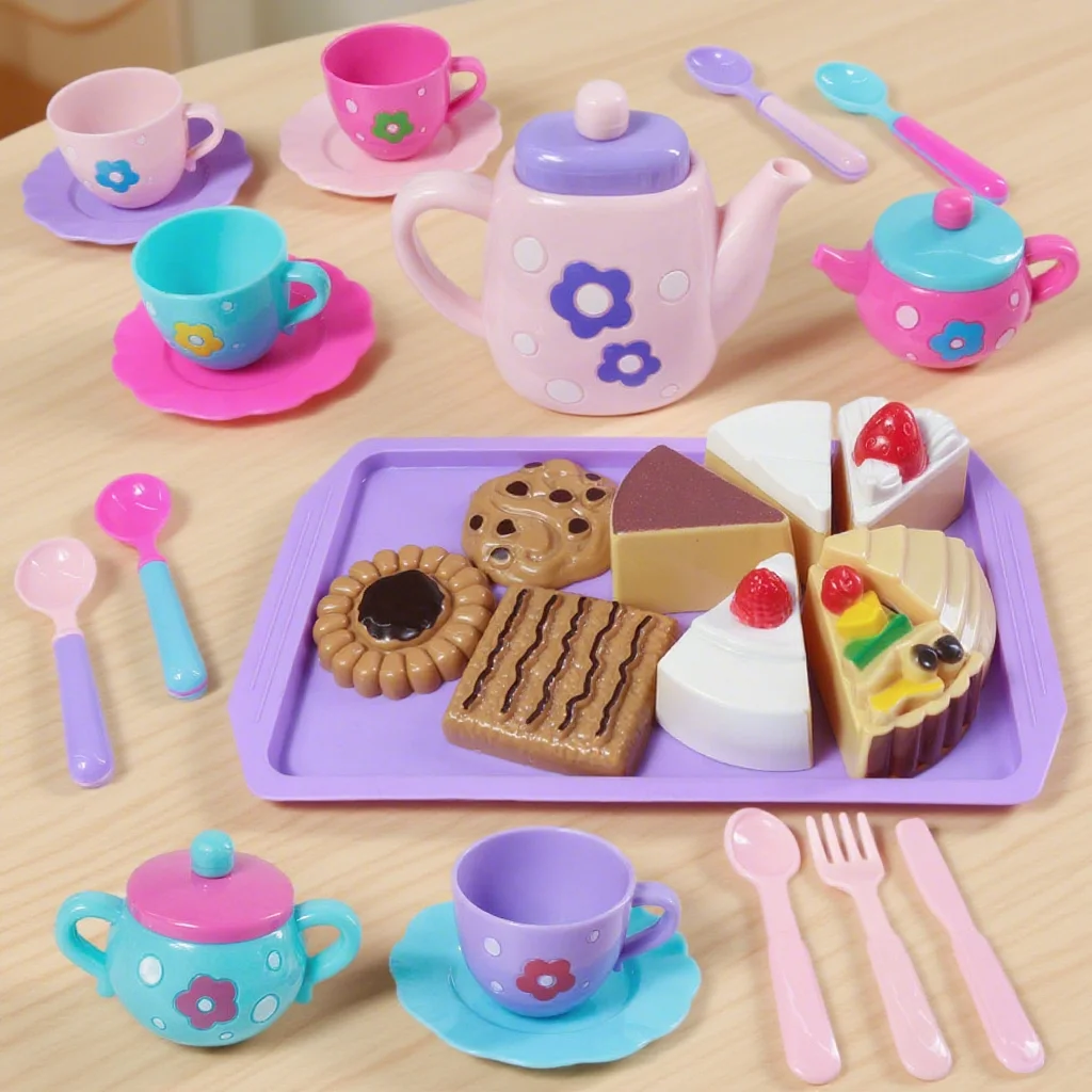 Little Girl Tea Party Pretend Afternoon Tea Dessert Teapot Set Princess Time Playing Kitchen Toys Easter Gifts