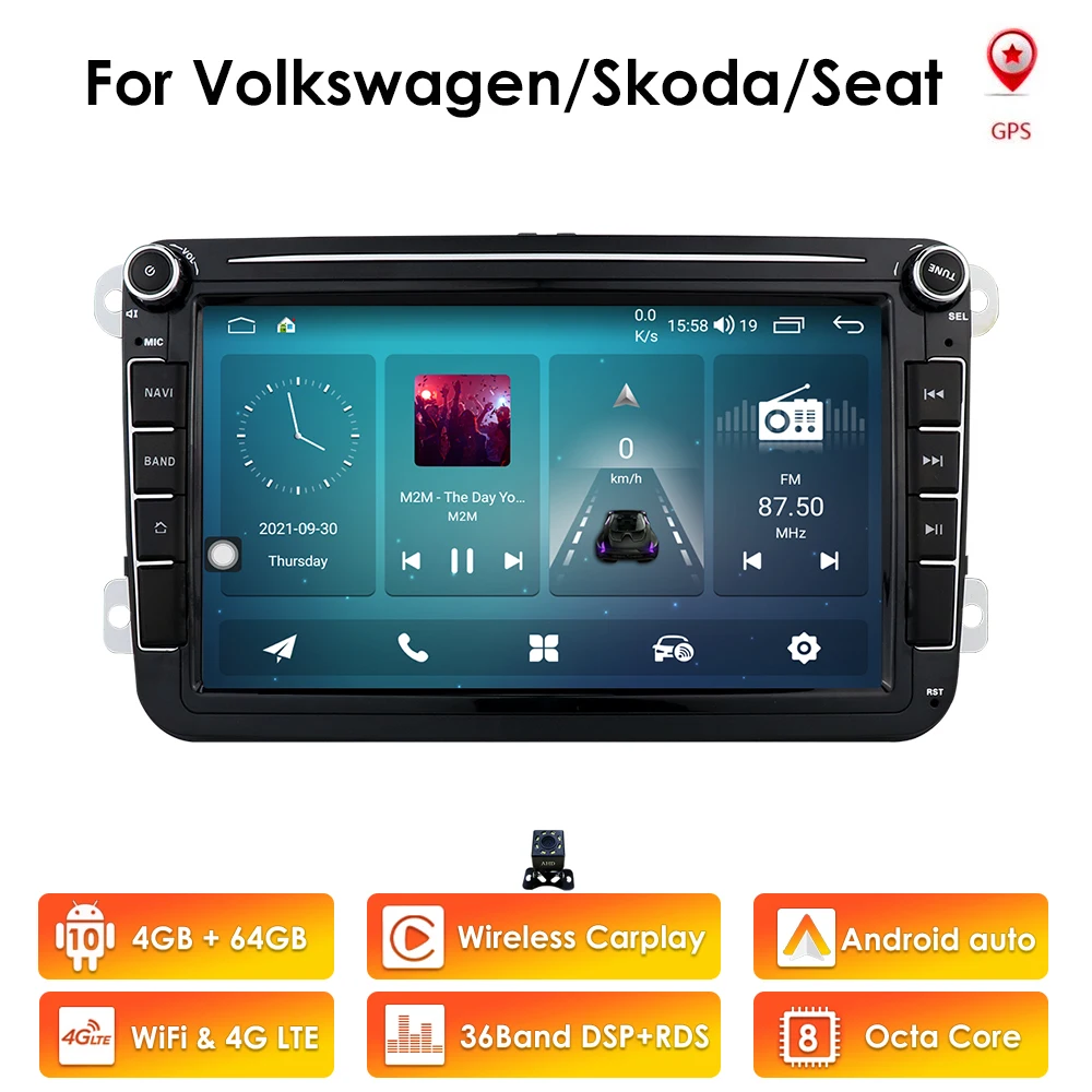 Автомобильная Мультимедийная система 8 дюймов DVD-радио стерео GPS Android 10 для Volkswagen VW