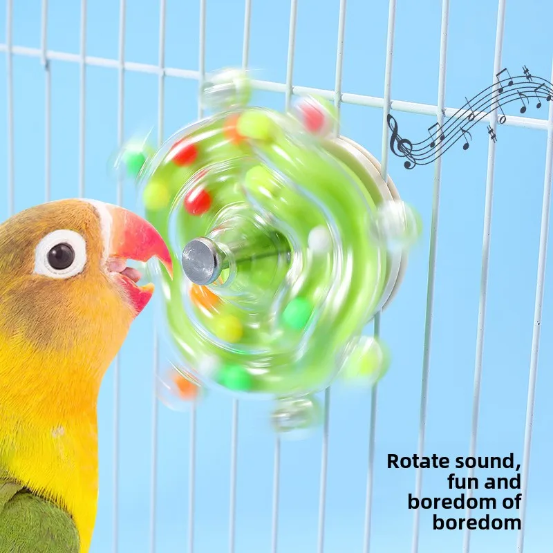 Bird Parrot Interactive Toy Bird Turntable Hang Toys Sounding Ball Toys Stand Playing Cage Accessories Pet Supplies