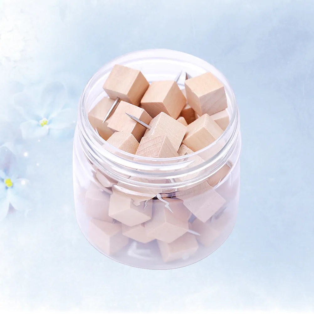 50Pcs 나무 푸시 핀 크리 에이 티브 스퀘어 압정 장식 사무실 학교 용품 코르크 보드지도 사진 포스터 달력