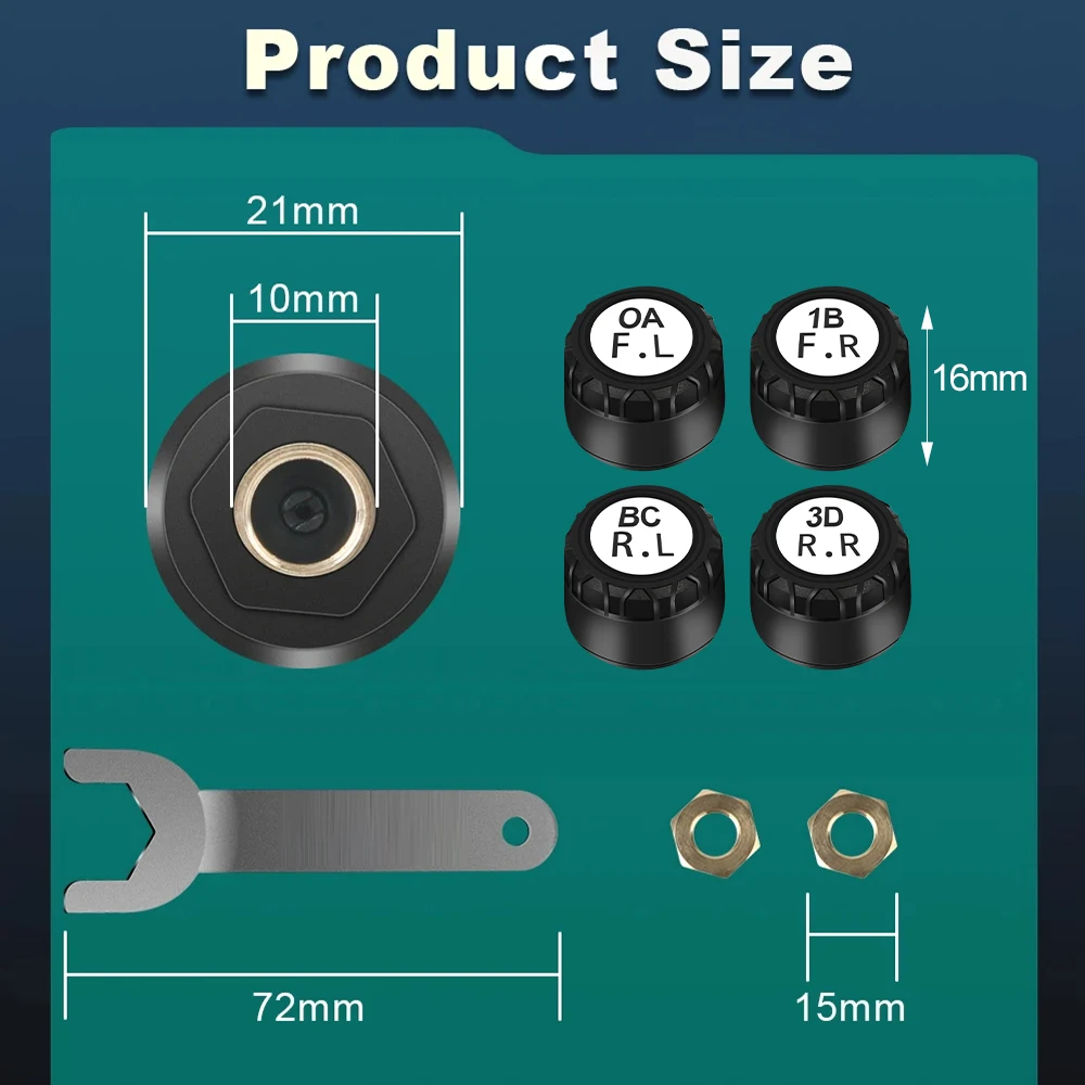 Car Motorcycle Tire Pressure Monitoring System Waterproof Tire Pressure Temperature Sensor Smart Bluetooth 5.0 For Android IOS,motorcycle tire pressure monitor,car tire pressure monitor,car tire pressure sensor