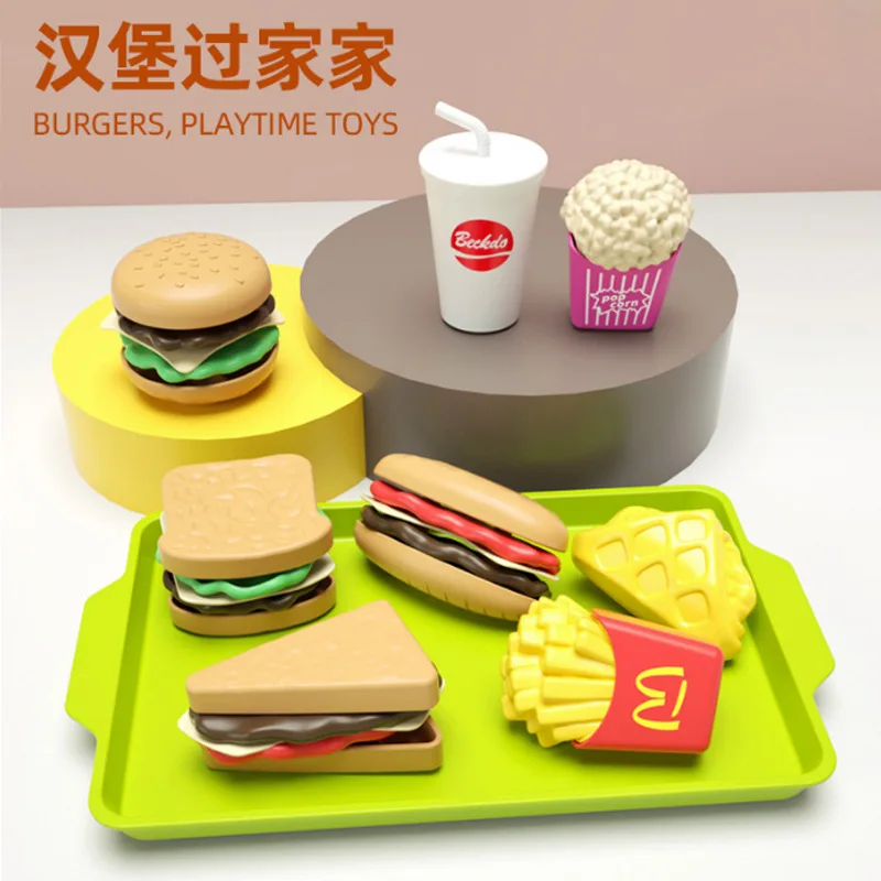 

Western Style Kitchen Playset for Kids - Mini Burger and Fries Toy Set with Realistic Food Simulation and DIY Cartoon Models 1-3