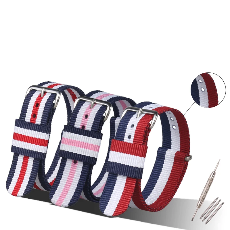 Elegant Rose Gold Nylon Watch Strap with Bracelet Buckle – Multiple Sizes