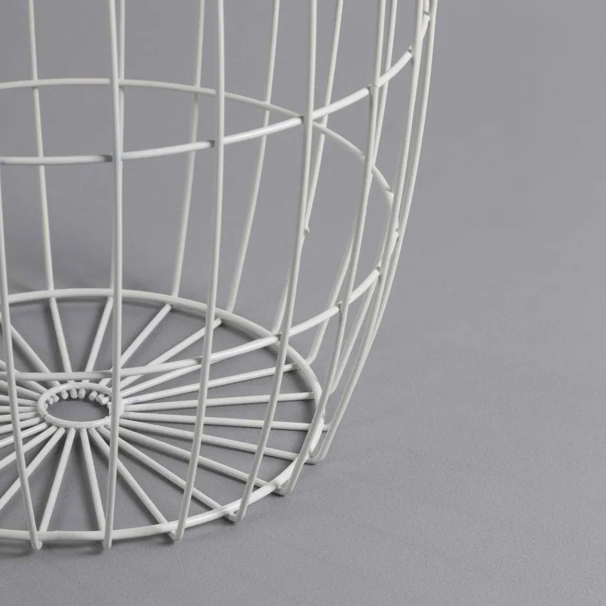 Thinia Home - Set 3 Tribal round coffee tables, metal/MDF, beige/white color, basket tables, Nordic style, dining room, lounge