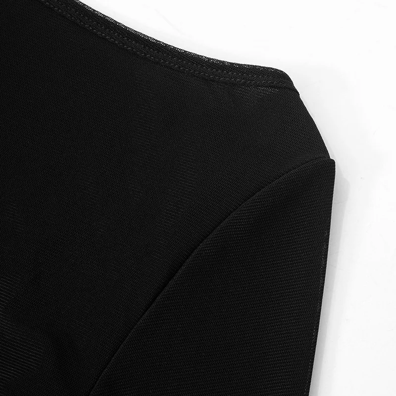 Mesh Backless Fashion Dress For Women Sexy Long Sleeve Lace-Up Slim Patchwork Bandage Dress Women's Solid Autumn Dress New