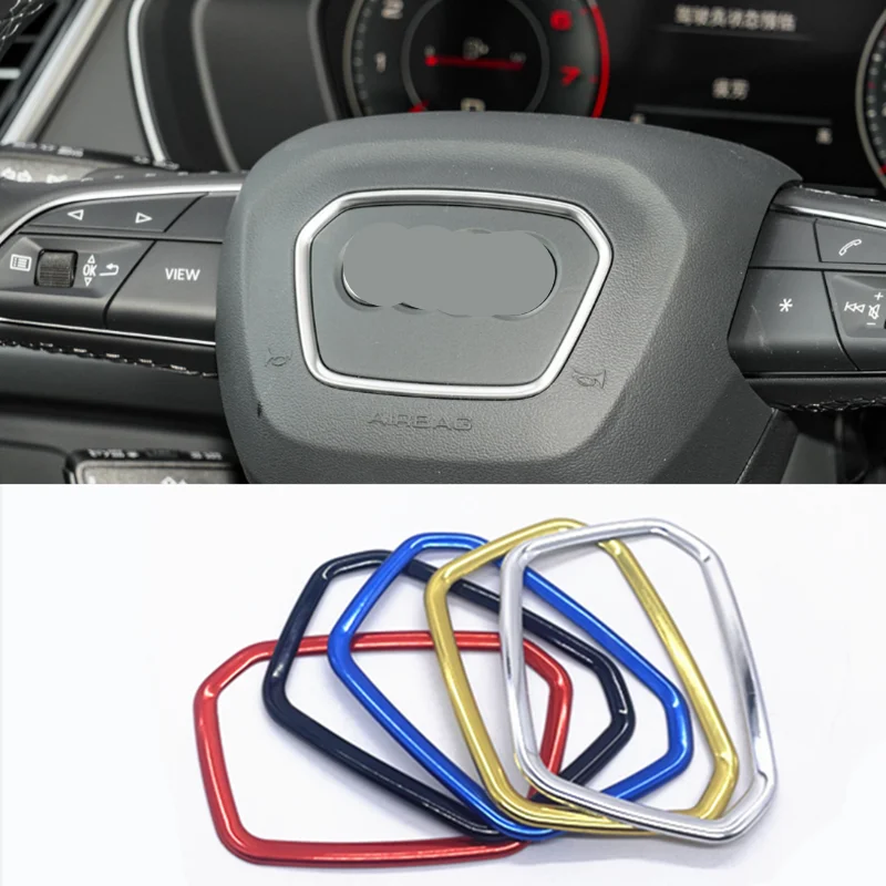 2018-2023 아우디 SQ5 2023 SQ5 Sportback 2017-2022 Q5 자동차 운전대 스티어링 휠 센터 로고 장식 링, 알루미늄 스팽글 장식