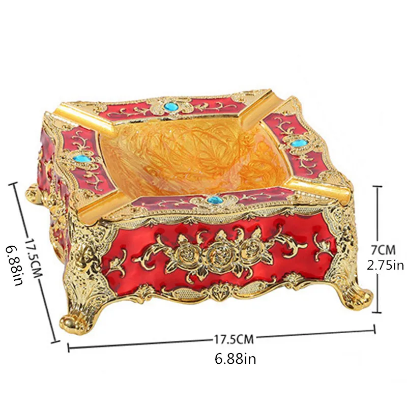 European style square three-dimensional relief ashtray household ashtray for living room office desktop