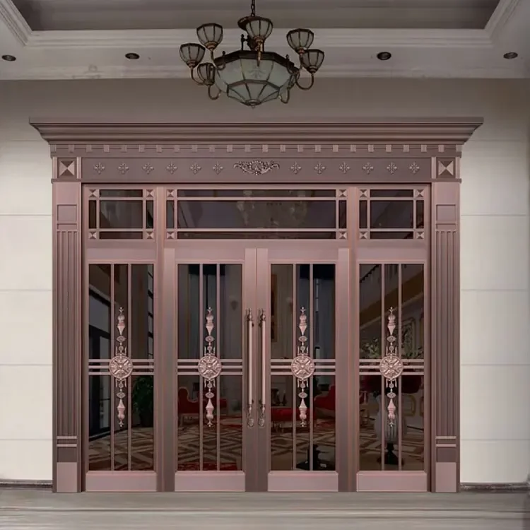 Antique Style Entrance, Villa Double Door, Stainless Steel/copper Door, Waterproof and Wear-resistant, Customized Size 4