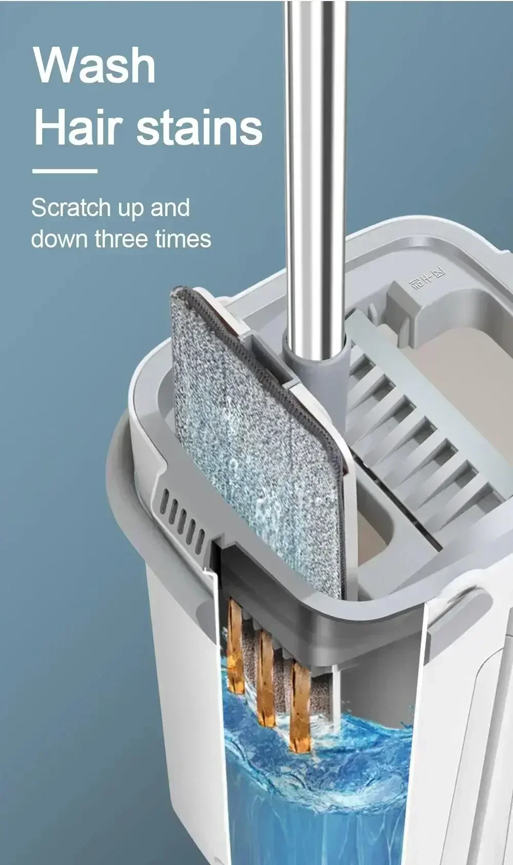 Description Picture 6 of itemFlat Squeeze Mop with Bucket Hand Free Wringing Floor Cleaning Mop Microfiber Mop Pads Wet or Dry Usage on Hardwood Laminate