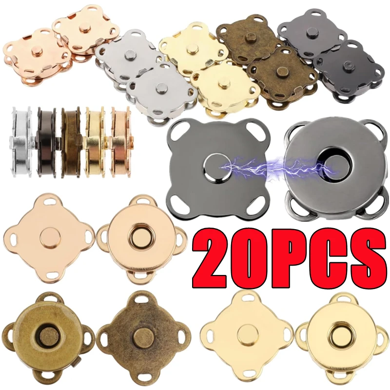 Metal Snap Magnet Button 20-2PCS Magnetic Fastener Clasp Closure Buckle Clothes Bag DIY Craft Sewing Accessories 14mm 18mm