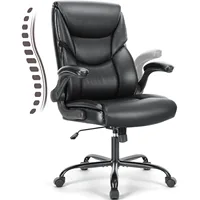 Office High Back PU Leather Executive Computer Desk Lumbar Support Flip up Armrest Gaming Rolling Chair with Wheels Black 2