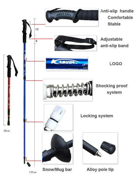 Shock Absorption Trekking Pole Outdoor 3-section Telescopic