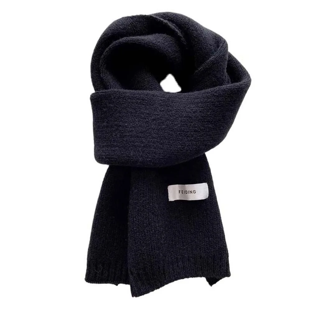Solid Color Couple Knitting Wool Scarf Soft Windproof Long Thickened Neckscarf Classic Versatile Winter Warmer Scarf Outdoor