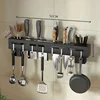 Stainless Steel Shelf Wall Mounted Knife Rack Kitchen Nail-Free Organiser Knife Rack with Hooks Cabinet Organiser Single Kitchen 3
