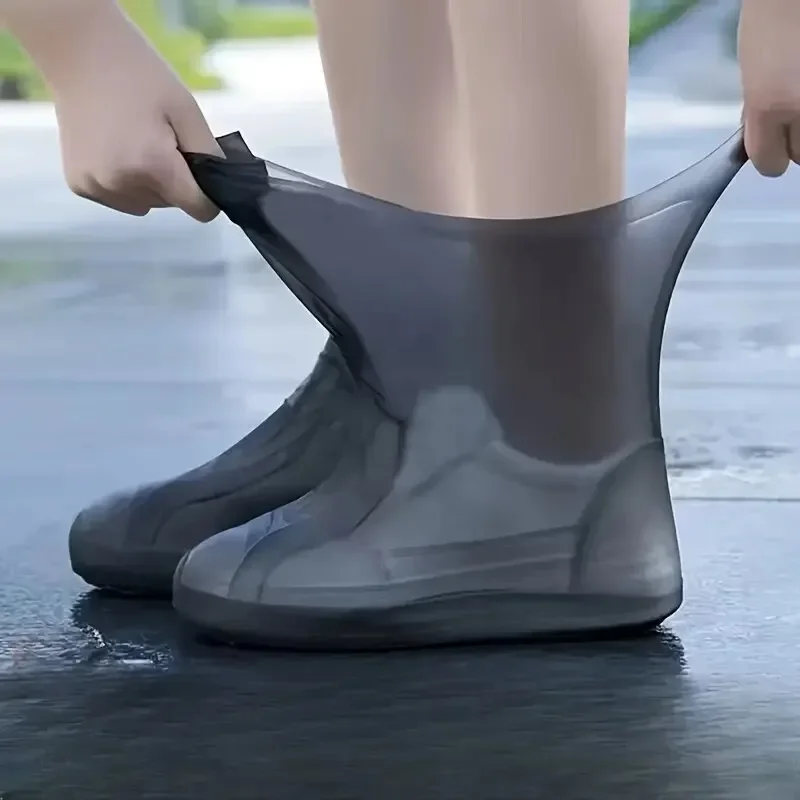 ตัวเลือกสินค้า 1คู่รองเท้าบู๊ท overshoes สำหรับการใช้งานกลางแจ้งรองเท้ากันน้ำซิลิโคนฝาครอบรองเท้าในวันฝนตกนำมาใช้ใหม่ได้ไม่ลื่นฝน
