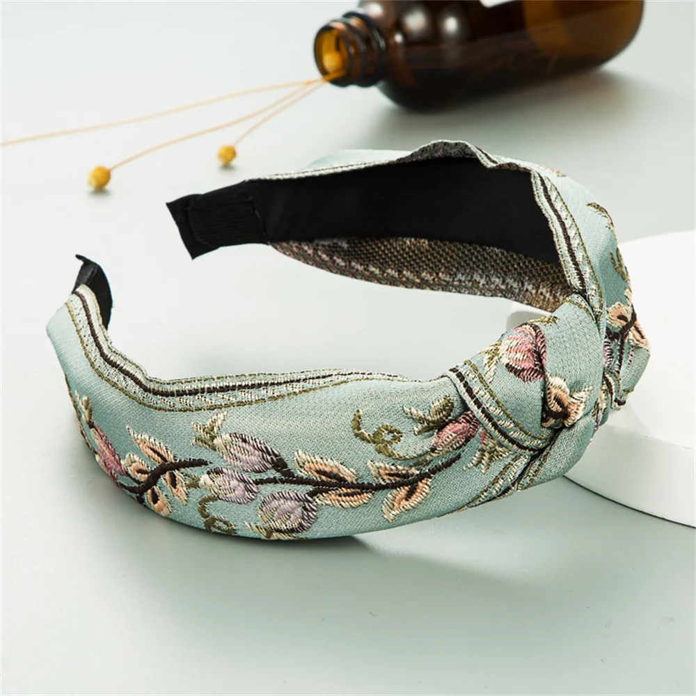 Stickerei Breite Haarbänder Für Frauen Mädchen Mode Haar Hoop Böhmen Stoff Stirnbänder Weibliche Haar Bands Haar Zubehör – Detail 14