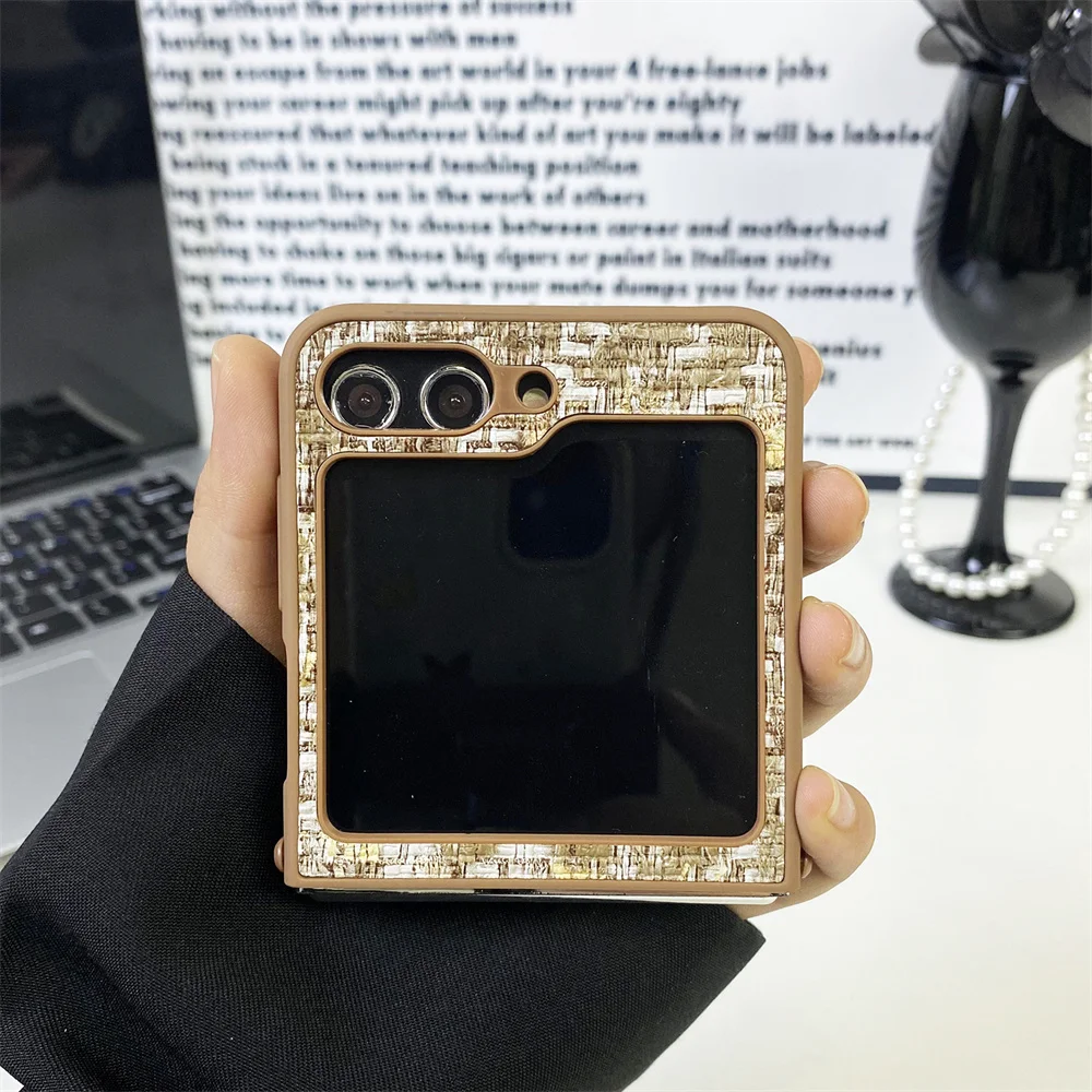 Z Flip6 Small Fragrant Wind Cloth Gradient Case for Samsung Galaxy Z Flip 6 5 4 3 ZFlip4 Flip 5 6 Slim Shockproof Bumper Cover_voghion.com