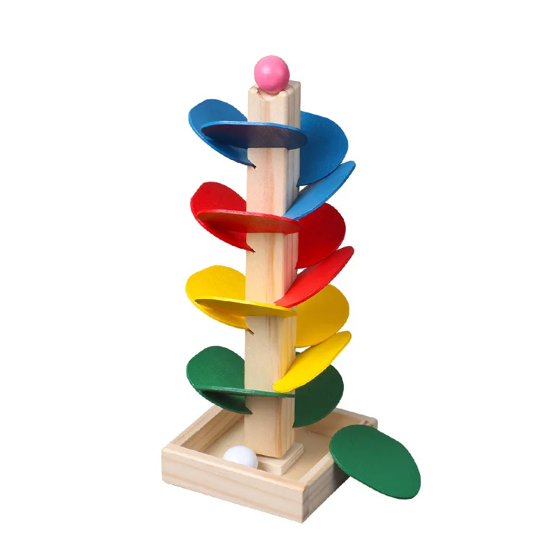 Wooden Toys for Children Colorful Building Blocks Tree Ball Run Track Baby Q2E4 