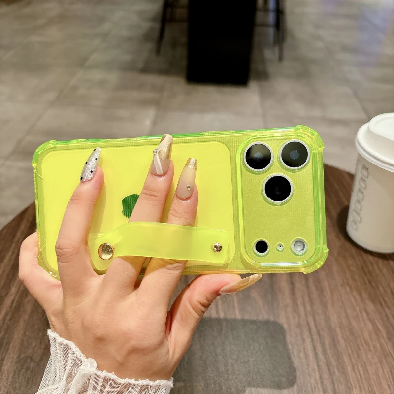 Four Corner Anti-Drop Ring Wristband Holder Soft TPU Translucent Phone Case