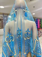 on sale 2025 New African Net Hijab Scarf For Muslim Women African Dubai Islam Headscarf Embroidery Shawls voile
