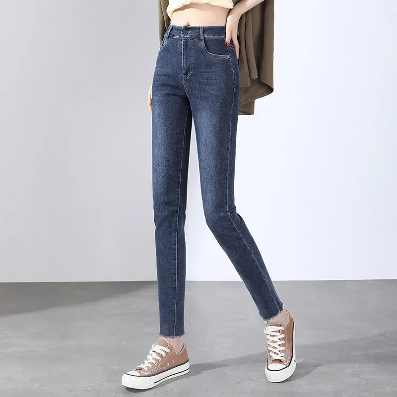 2023 New Woman Denim Pencil Pants Fashion Cotton Stretch Jeans High Waist Pants Women High Waist Jeans