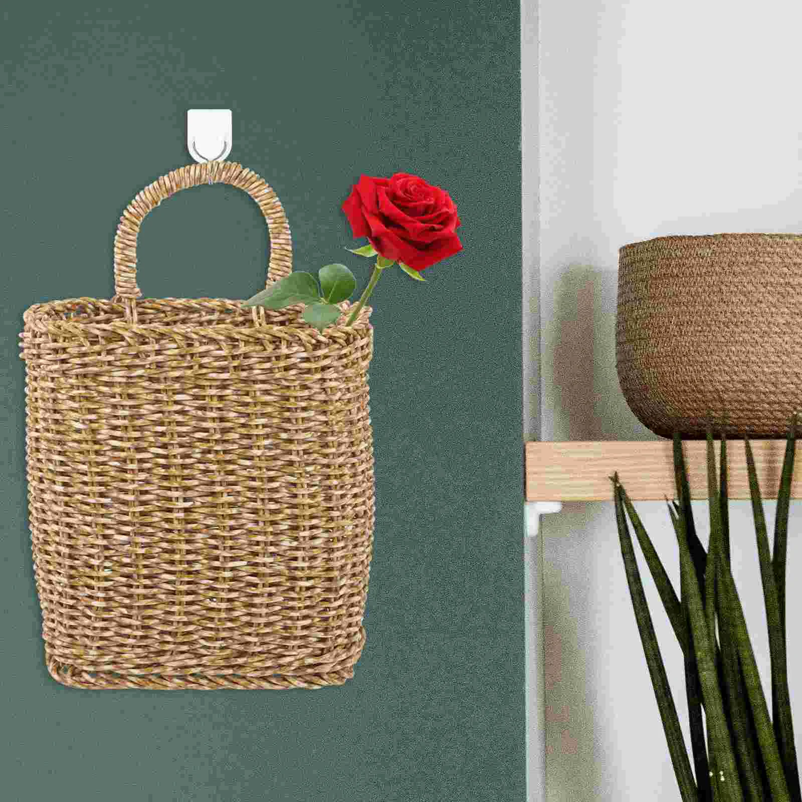 

Hanging Fruit Basket Vegetable Storage Basket Wall Woven Basket for Kitchen Living Room