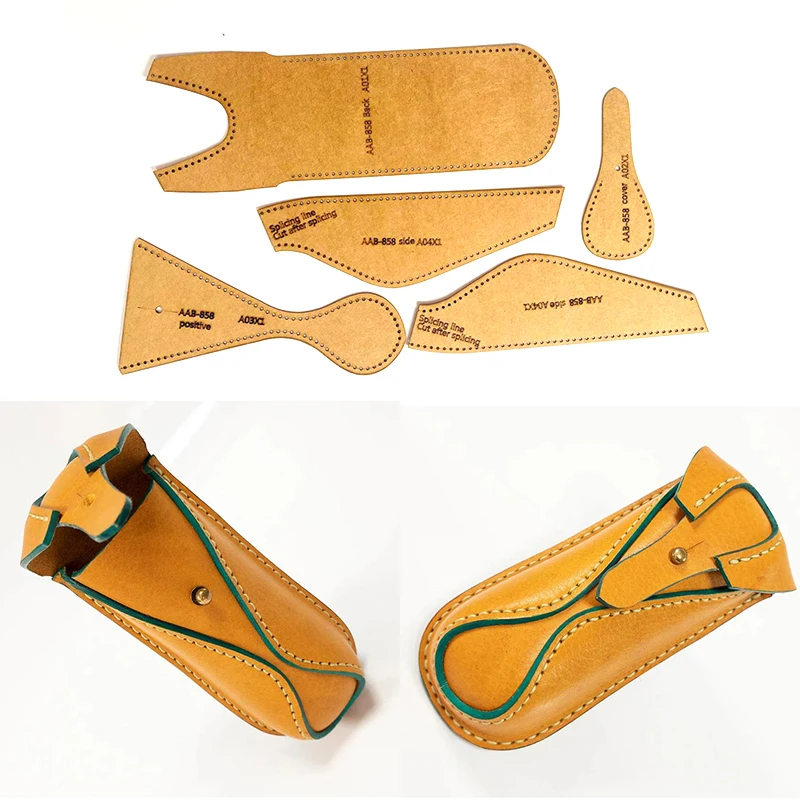 Sewing pattern DIY handmade glasses case kraft paper leather craft template 17x17.5cm