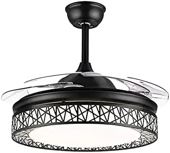 

Inch Modern Ceiling Fans with Light Retractable Blades LED Ceiling Fan 3 Color Change Lighting Chandelier with Remote Control (W