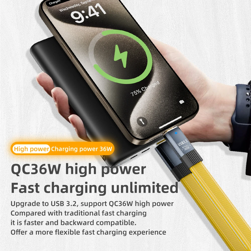 High-Speed USB 3.2 Type-A to Type-C Cable - 36W Fast Charging & 10Gbps Data Transfer