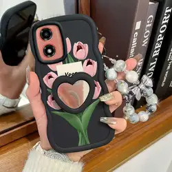 Stay Happy Phone Case Set with Lanyard and Stand - 3 Piece Collection - Motorola Moto E15 (Black)