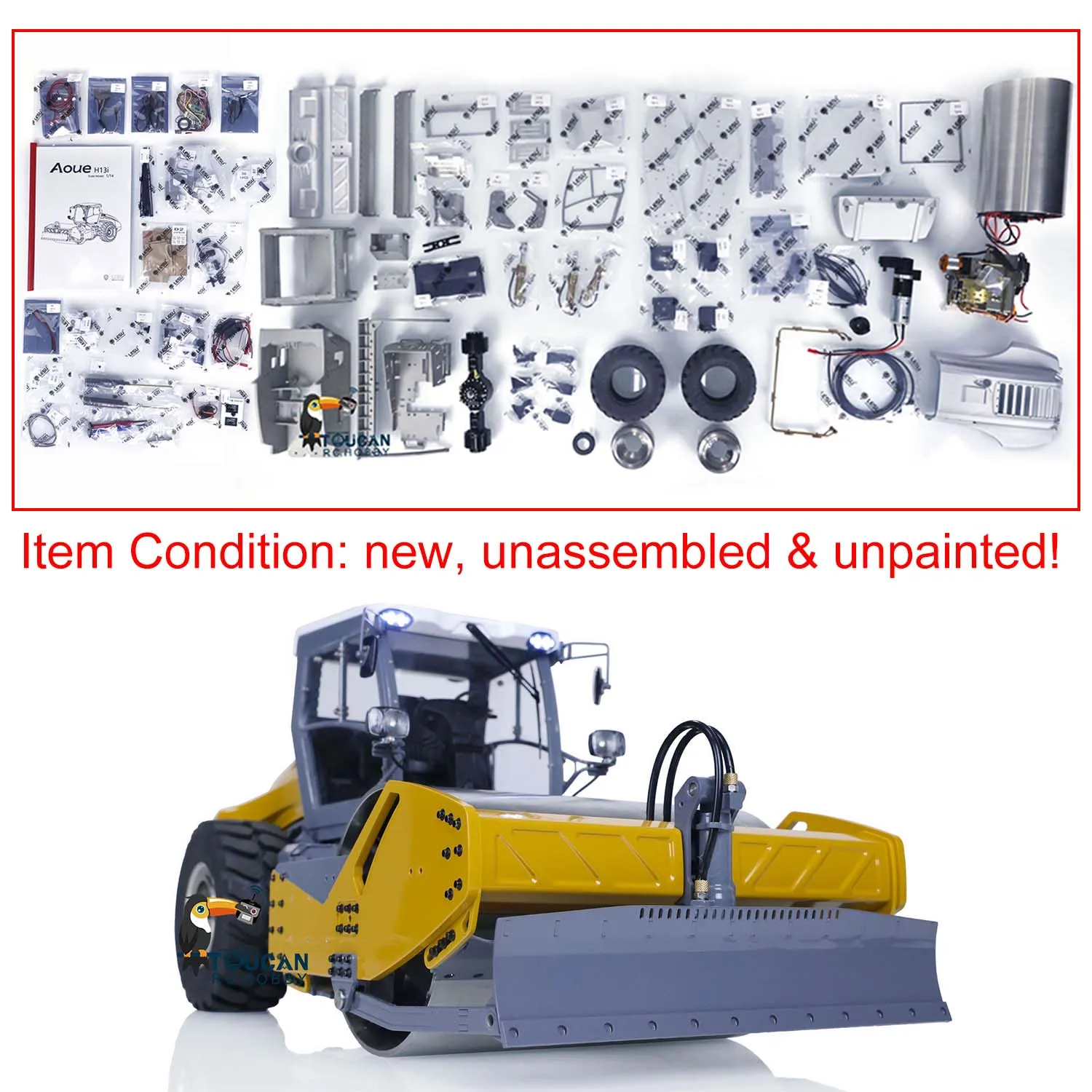 KIT 1/14 LESU RC Hydraulic Road Roller HAMM H13ix Metal Engineering Vehicle Model Unpainted Unassembled Toys for Adult TH21999 4