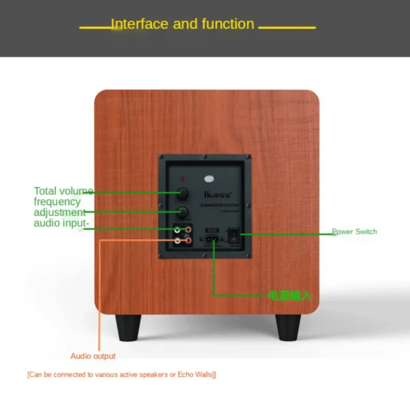 IBASS M10D 10-inch Wooden Active Subwoofer Speaker 300W High Power Powerful Heavy Bass Multimedia Music Center Audio Speakers