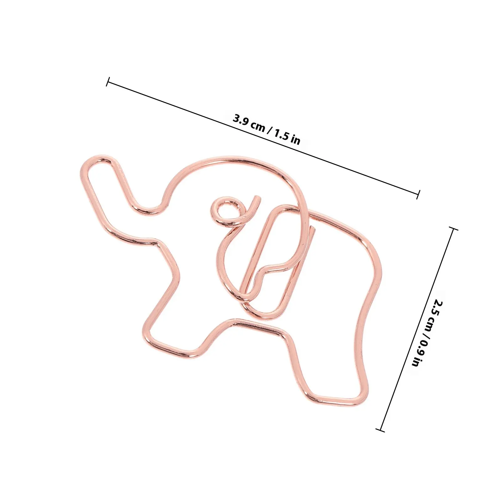 20Pcs 코끼리 모양의 종이 클립 귀여운 금속 클립 대형 컬러 장식 사무실 학교 용품 종이 클립 코끼리 장식